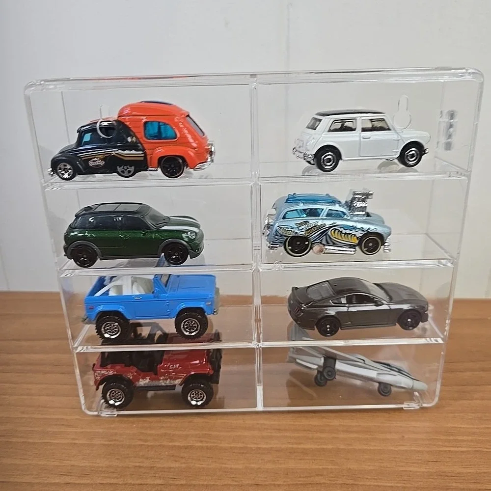 Clear Acrylic Display Case 1:64 Scale Diecast Cars INCLUDING Mix AX of CARS x 8‎